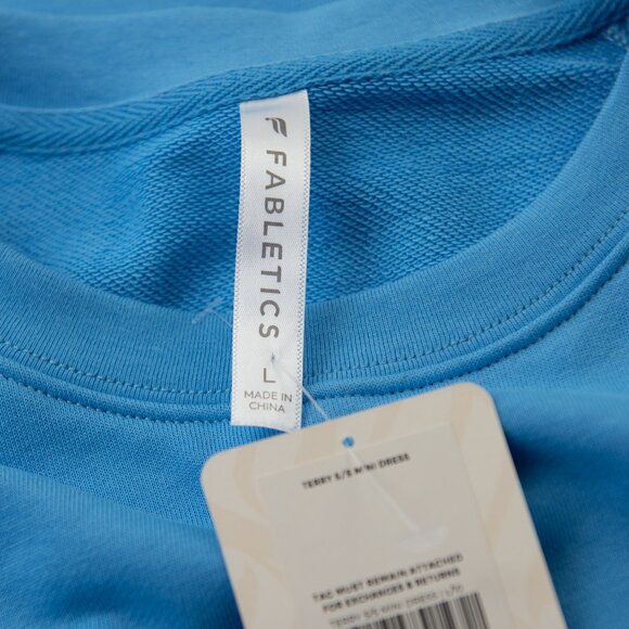 Fabletics Terry Mini Dress Short Sleeve Casual Athleisure Blue Size Large New - Picture 5 of 8